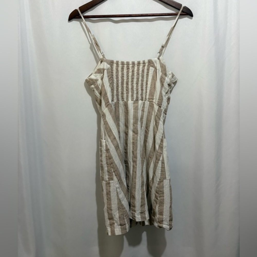 Lulus Striped Linen Blend Mini Dress XS Button Front Summer Beach - Picture 4 of 8